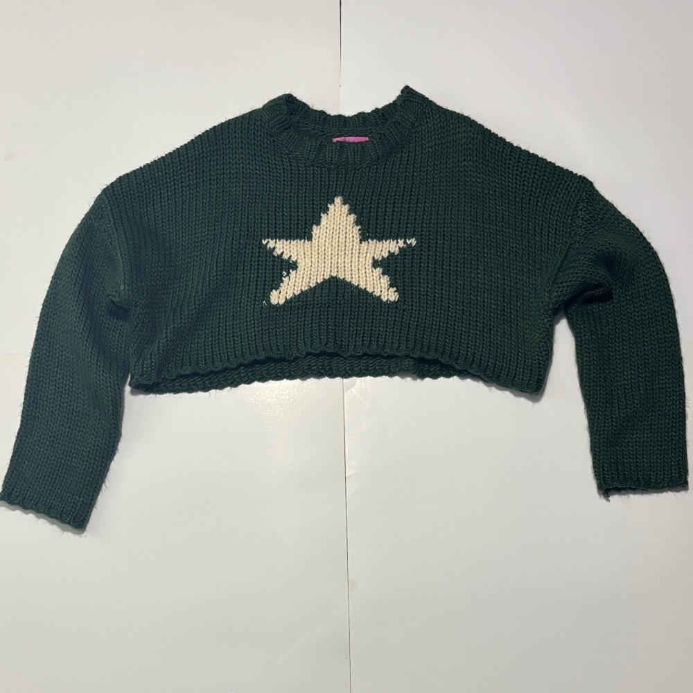 VINTAGE EDIKTED CROP STAR SWEATER XS/S